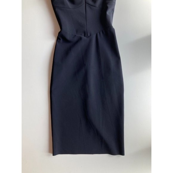 GRETA CONSTANTINE Faelyn Navy Neoprene Ruffle Trim Sheath Dress, Size XS - Picture 7 of 14
